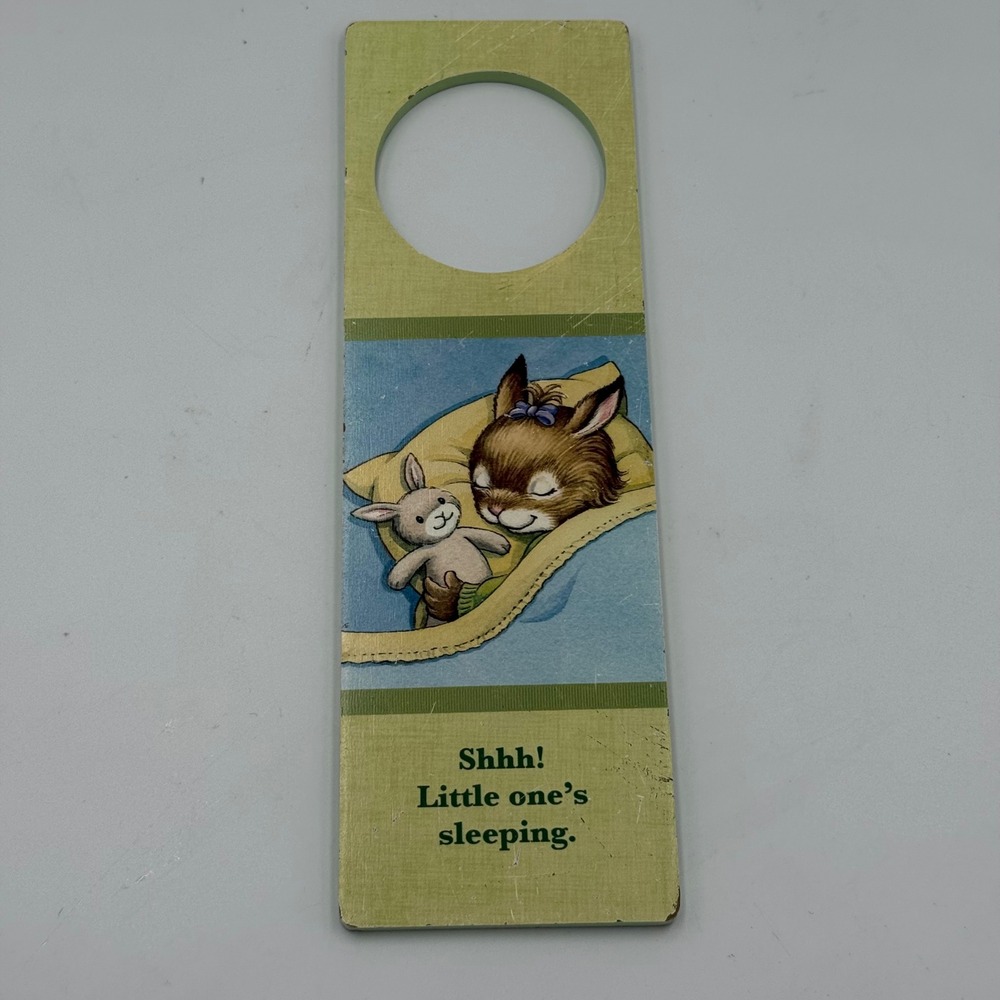 Vtg Highlights Lets Grow Wooden Door Hanger Charles Reasoner Bunny Nursery Decor
